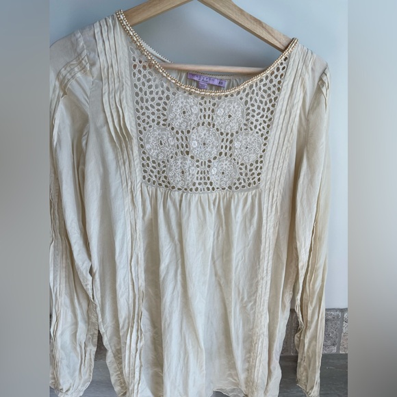 Calypso st. Barth creamy boho blouse silk size XS - Picture 1 of 10
